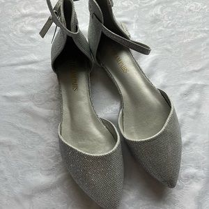 Dream Pairs Silver Pointed-Toe Ankle-Strap Flats - Sparkle Finish